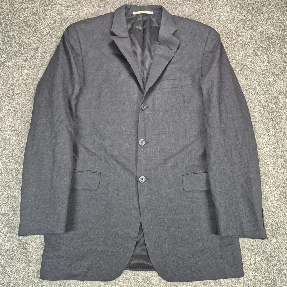 Burberry Blazer Mens 40L Gray Glen Check 100% Wool 3 Button Jacket Made in USA